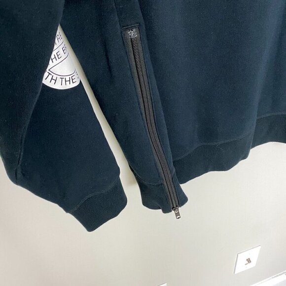 Adidas Originals 3 Stripes Black Crewneck Sweatshirt Side Zip Mens XL Logo - Picture 7 of 8